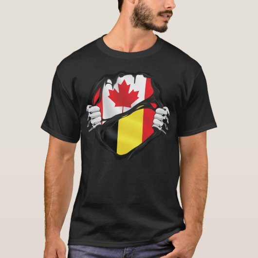 T-shirt Belgique Drapeau des racines arrachées aux mains c (Devant)