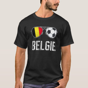 T-shirt Belgique Drapeau & Football Sunglass Fan belge