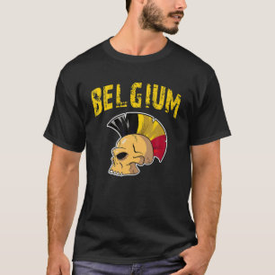 T-shirt Belgique Drapeau Mohawk crâne. Support de l'équipe