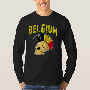 T-shirt Belgique Drapeau Mohawk Skull National Team Suppor