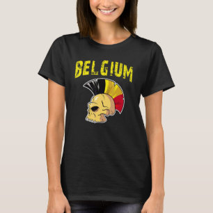 T-shirt Belgique Drapeau Mohawk Skull National Team Suppor