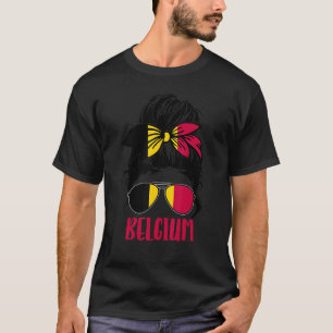 T-shirt Belgique Fille Messy Hair Bun Belge Fan Soc