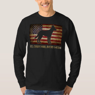 T-shirt Belgique Malinois Maman Vintage Américaine Drapeau