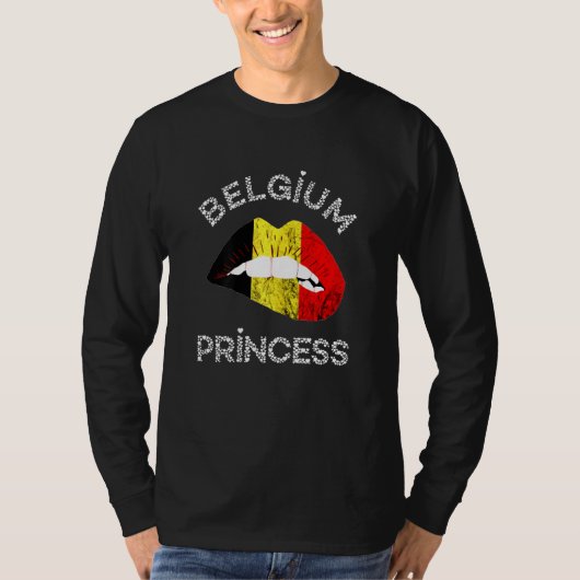 T-shirt Belgique Princesse Belgie Lips Bouche Belge Pride  (Devant)