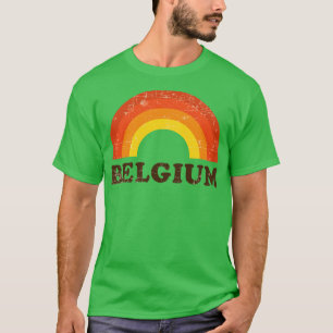 T-shirt Belgique Retro Vintage Rainbow Vacances Souvenir
