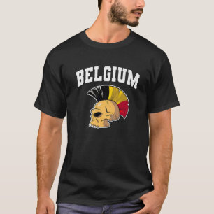 T-shirt Belgique Ultras Mohawk Skull. Appui national au sp