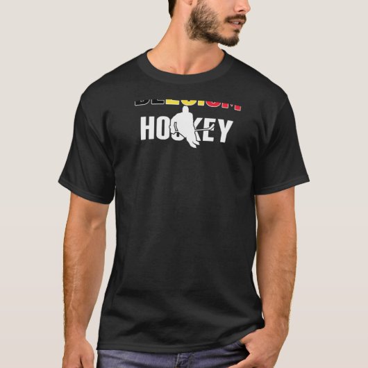 T-shirt Belgique Ventilateurs De Hockey Sur Glace Fier Équ (Devant)