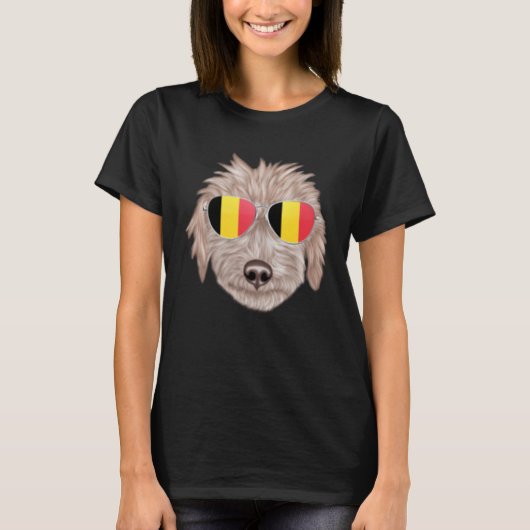 T-shirt Belgium Flag Bedlington Terrier Dog Belgium Pocket (Devant)