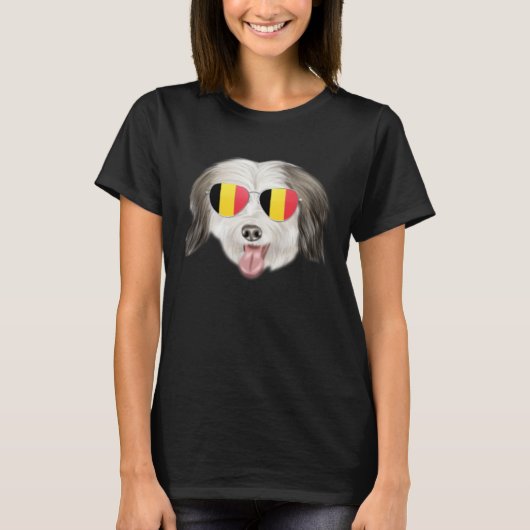 T-shirt Belgium Flag Coton de Tulear Dog Belgium Pocket (Devant)