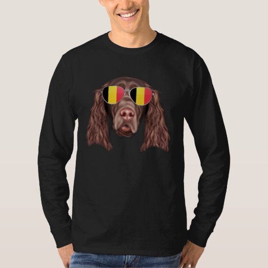 T-shirt Belgium Flag Field Spaniel Dog Belgium Pocket (Devant)