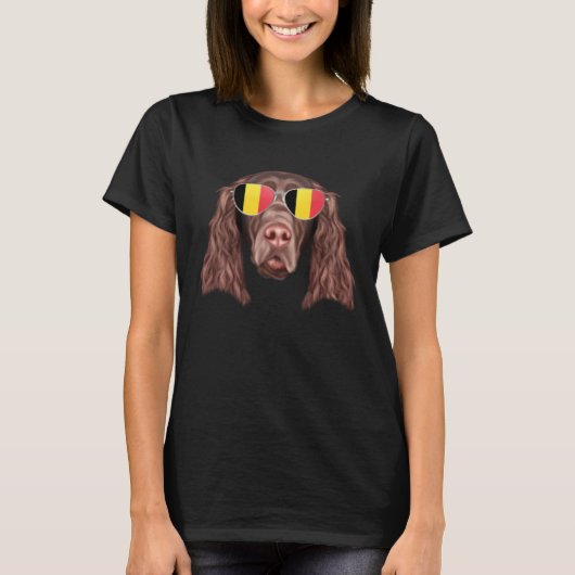 T-shirt Belgium Flag Field Spaniel Dog Belgium Pocket (Devant)
