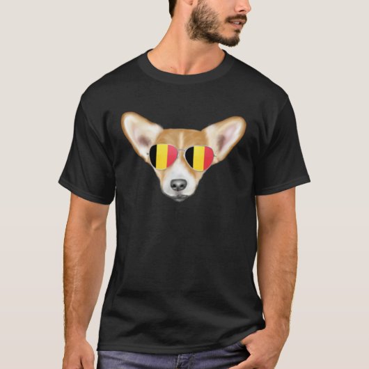 T-shirt Belgium Flag Pembroke Welsh Corgi Dog Belgium Pock (Devant)