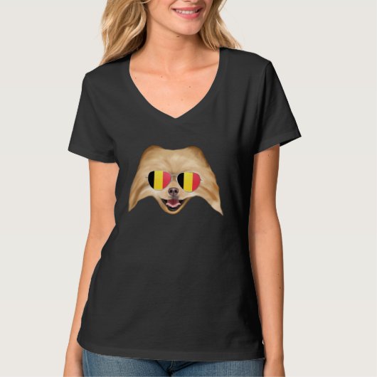 T-shirt Belgium Flag Pomeranian Dog Belgium Pocket (Devant)