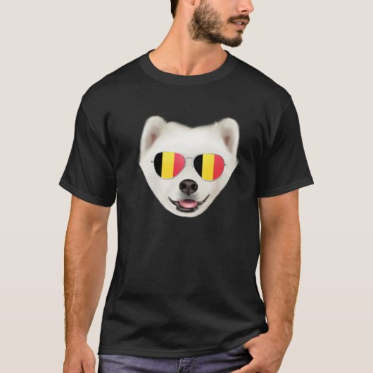 T-shirt Belgium Flag Samoyed Dog Belgium Pocket (Devant)
