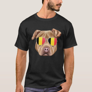 T-shirt Belgium Flag Usa Staffordshire Terrier Dog Belgium
