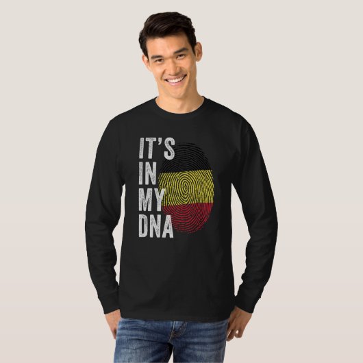 T-shirt Belgium It's In My DNA Cute Belgian Flag Fingerpri (Devant entier)