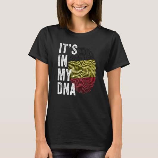 T-shirt Belgium It's In My DNA Cute Belgian Flag Fingerpri (Devant)