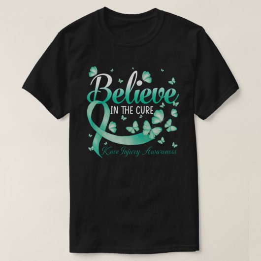 T-shirt Believe In The Cure Knee Injury Awareness Butterfl (Design devant)