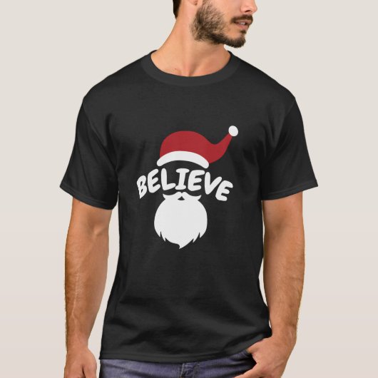 T-shirt Believe Santa Cute Christmas  (Devant)