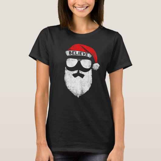 T-shirt Believe Santa Hat Christmas Squad Family Group Mat (Devant)