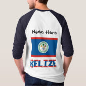 T-shirt Bélize et Belizé Drapeau avec votre nom (Dos)