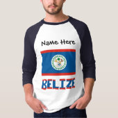 T-shirt Bélize et Belizé Drapeau avec votre nom (Devant)