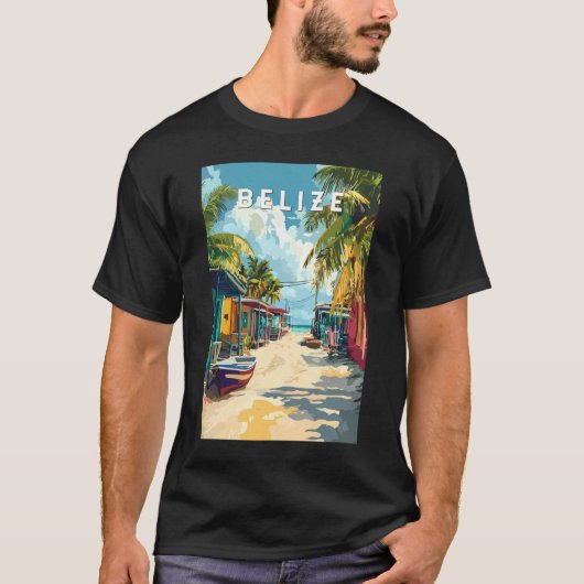 T-shirt Belize Illustration Voyage Art Vintage (Devant)