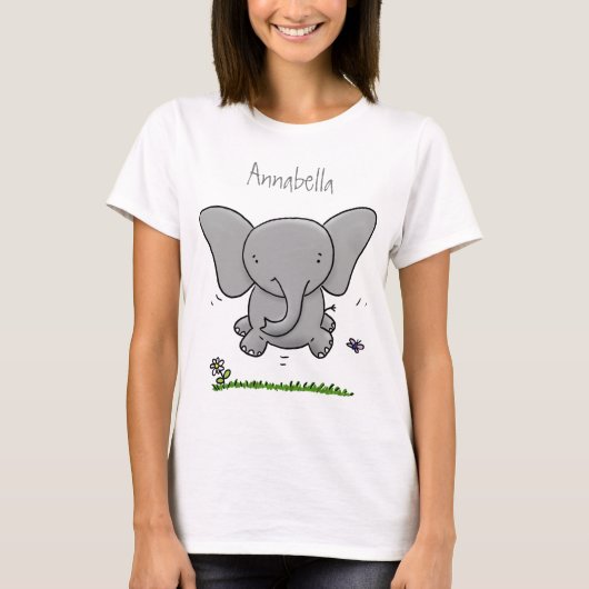 T-shirt Belle adorable dessin d'éléphant bébé (Devant)