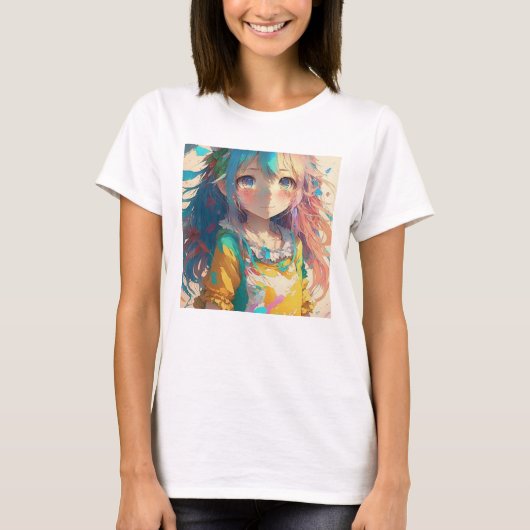 T-shirt Belle Anime Colorée fille (Devant)