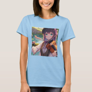 T-shirt Belle Anime Girl Jouant du Violon