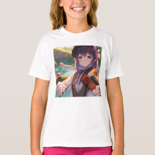 T-shirt Belle Anime Girl Jouant du Violon