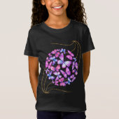 T-Shirt Belle Aquarelle Papillons avec Boule d'Or (Devant)