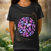 T-Shirt Belle Aquarelle Papillons avec Boule d'Or