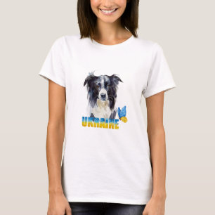 T-shirt Belle aquarelle Ukraine Chien et Papillon