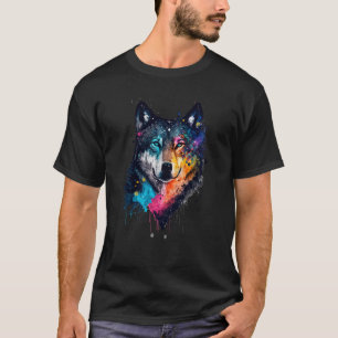 T-shirt Belle Aquarelle Wolf Portrait Wolf Wolf Wolves Le