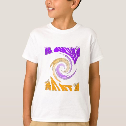 T-shirt Belle Art Moderne Design : Tourbillon violet et or (Devant)