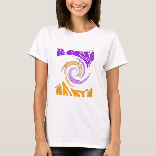 T-shirt Belle Art Moderne Design : Tourbillon violet et or (Devant)