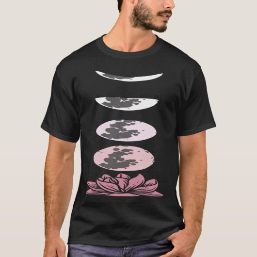 T-shirt Belle Attitude Femmes Lotus Phases Lune Fleur Yo (Devant)