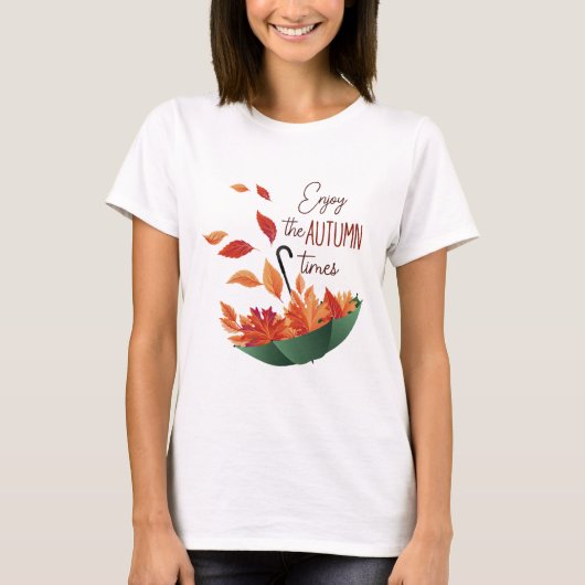 T-shirt Belle Automne Chute Douce / Parapluie (Devant)