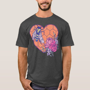 T-shirt Belle Bee Art - Insecte avec Honeycomb Coeur et