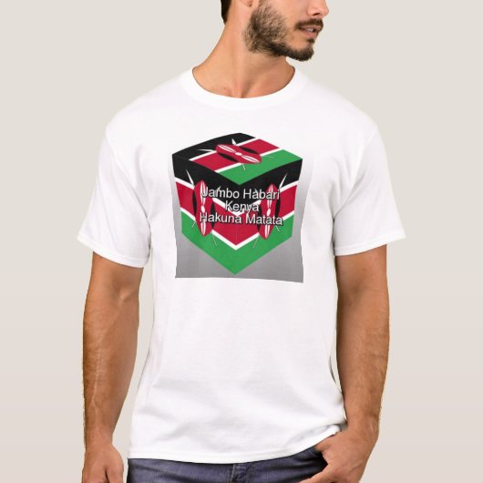 T-shirt Belle Belle Cube Kenyane Drapeau avec salutation (Devant)