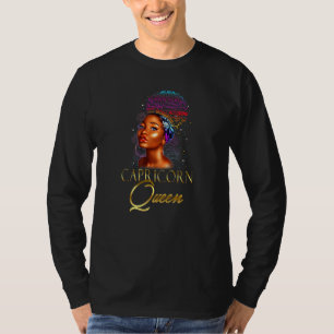 T-shirt Belle Capricorne Africaine Américaine Reine Noir W