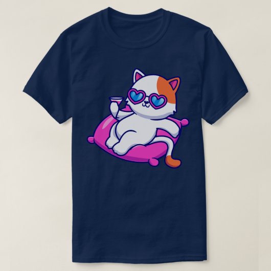 T-shirt Belle Chat Chill Sur Coussin Avec Carton De Jus (Design devant)