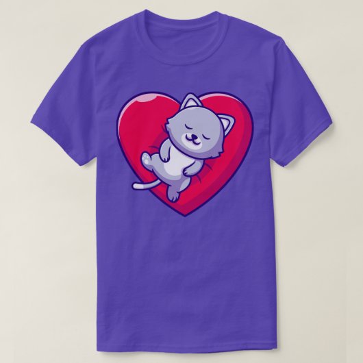T-shirt Belle Chat Dormir sur Love Coussin Cartoon (Design devant)