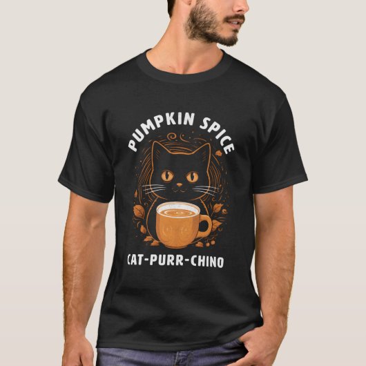 T-shirt Belle Chat-Purr-Chino Citrouille Épice Cappuccino (Devant)