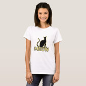 T-shirt Belle Chat - Vanille Chat Jaune "MEOW" Silhouette (Devant entier)