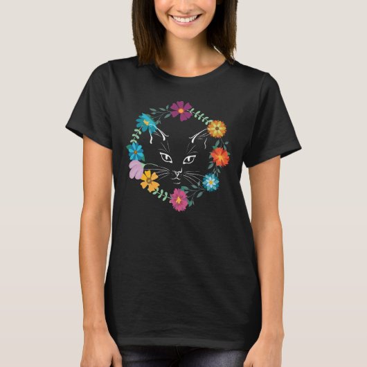 T-shirt Belle chatte à fleurs (Devant)