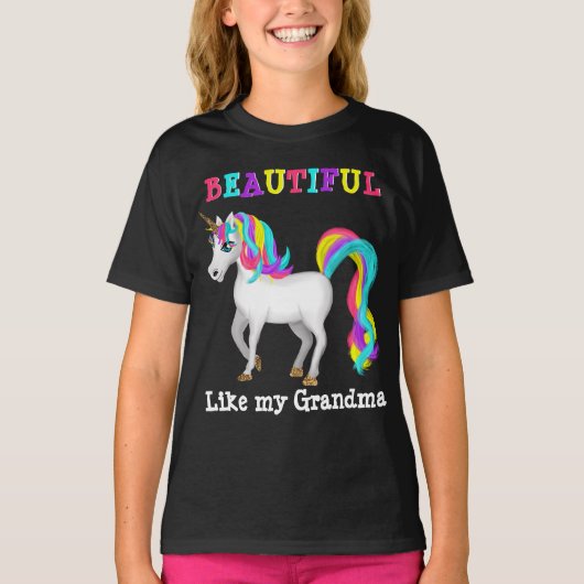 T-shirt Belle Comme Ma Grand-Mère Magique Unicorne (Devant)