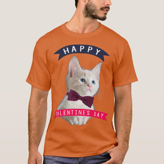 T-shirt Belle Cravate de Bow Chat Joyeux Jour des Valentin (Devant)
