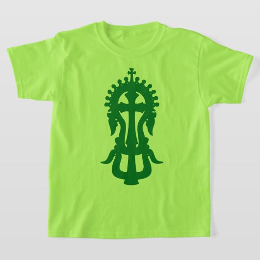 T-shirt Belle croix orthodoxe éthiopienne en couleur verte (Poser)